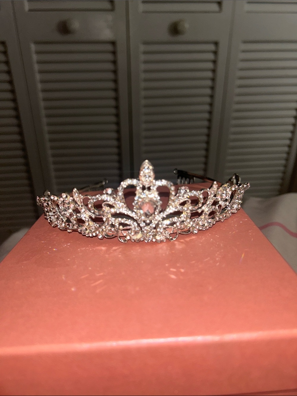 Rhinestone Crystal Tiara Headband - Silver Sparkle